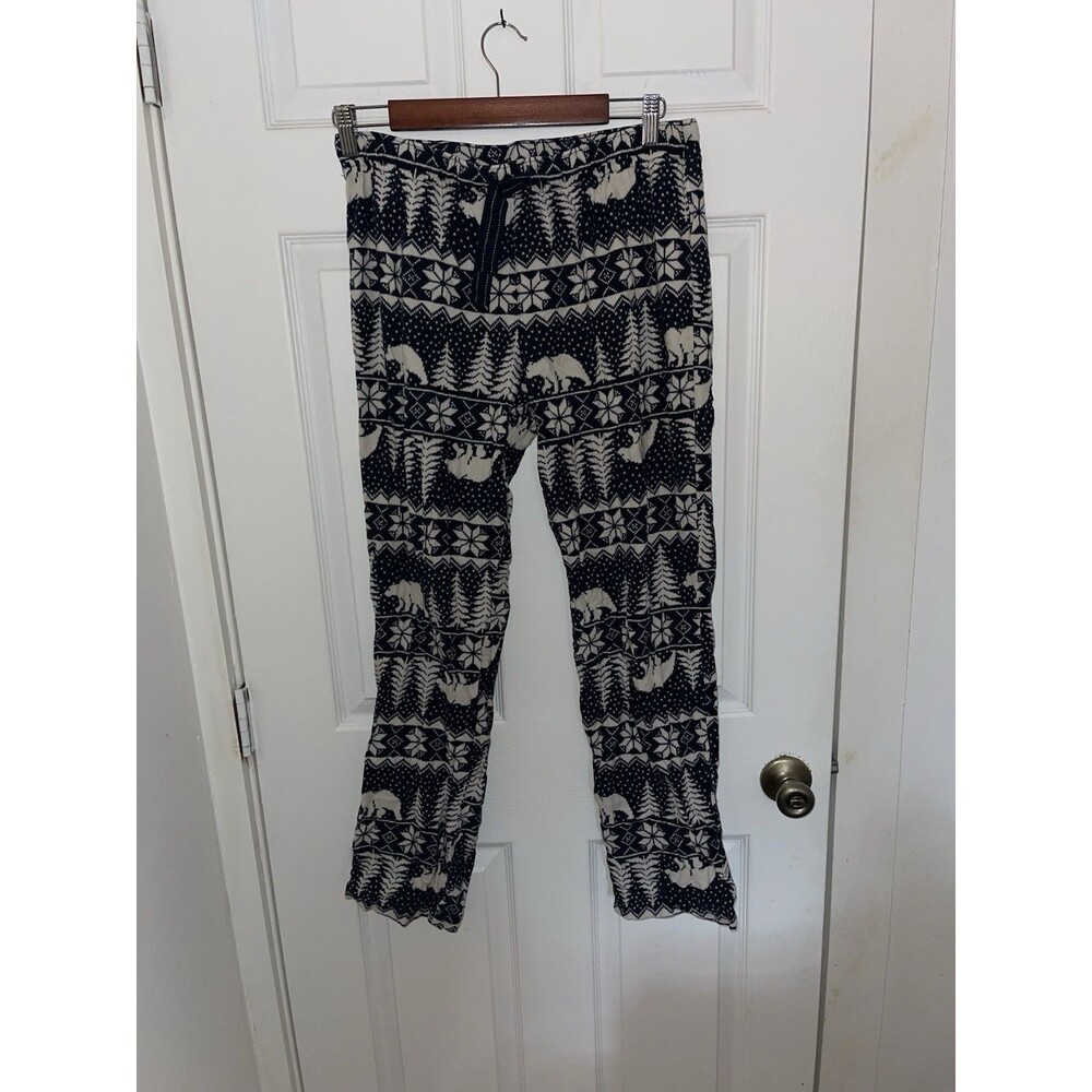 Old Navy Blue/White Nordic Snowflake Polar Bear Pockets PJ Pajama Pants Mens M
